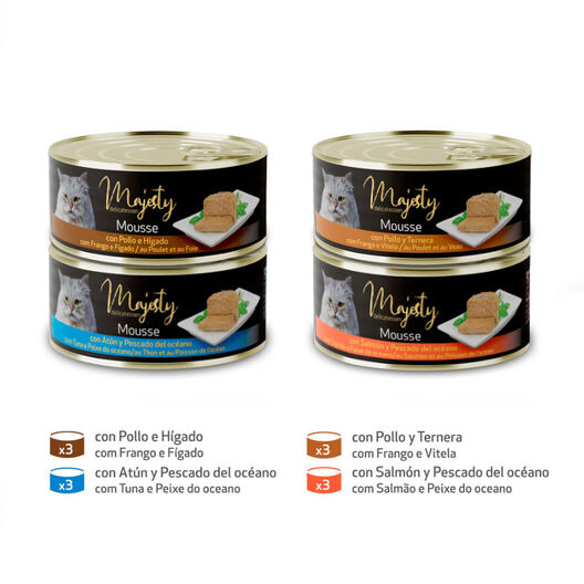 Majesty Adult Mousse Mix lata para gatos  - Pack, , large image number null